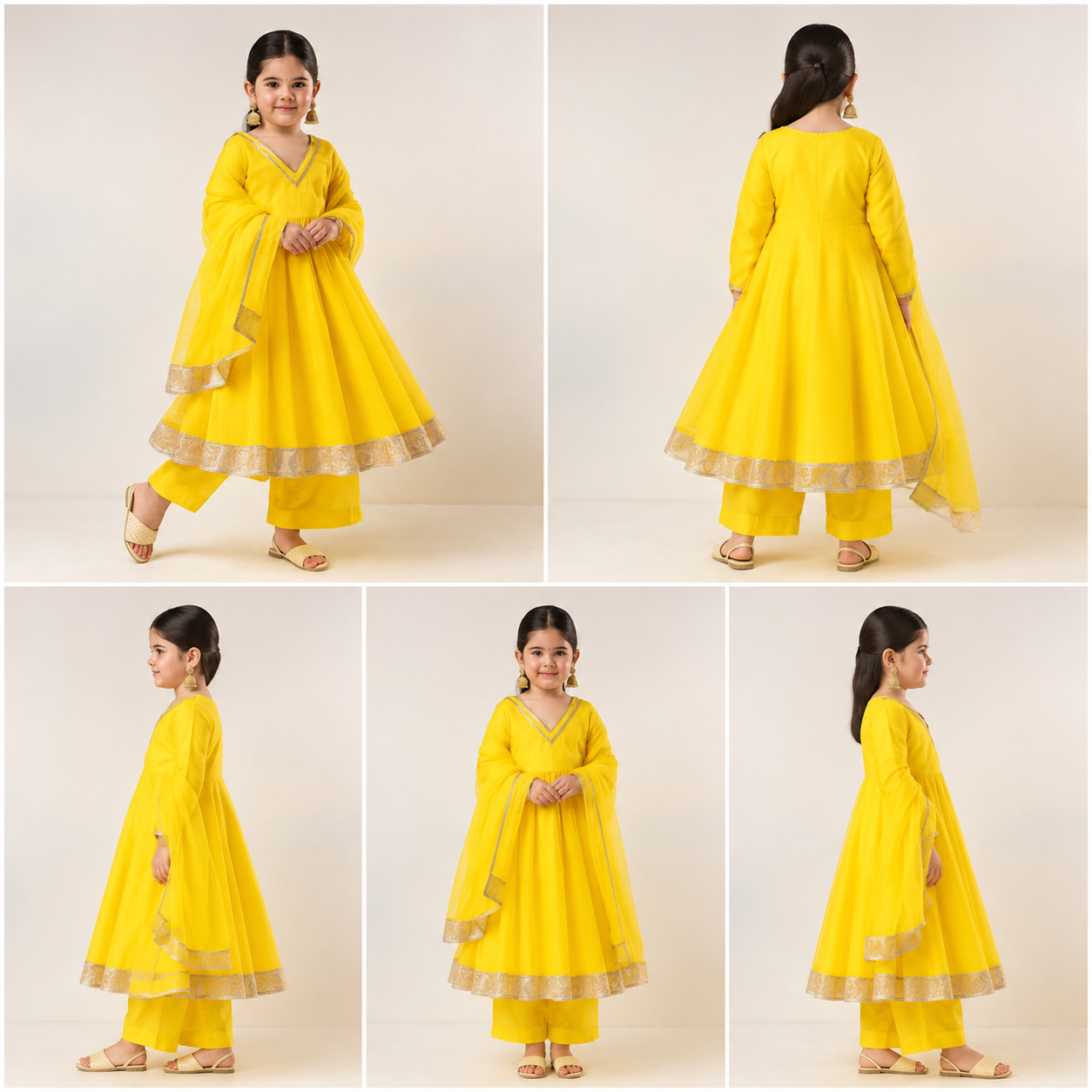Pre Order: Yellow Anarkali with Dupatta Gota Detailing