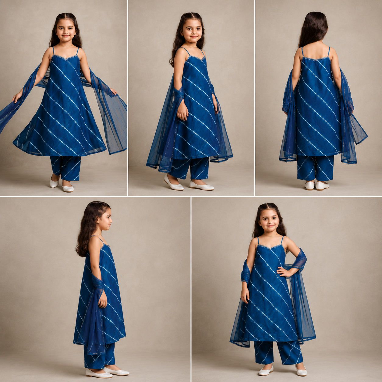 Pre Order: Blue Leheriya Anarkali Suit Set