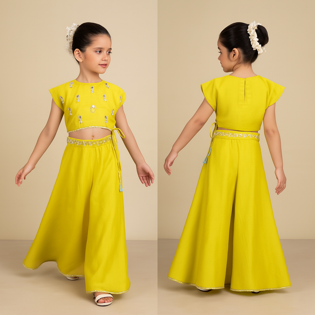 Pre Order: Ethnic Adjustable Drawstrings Hem Top With Palazzo