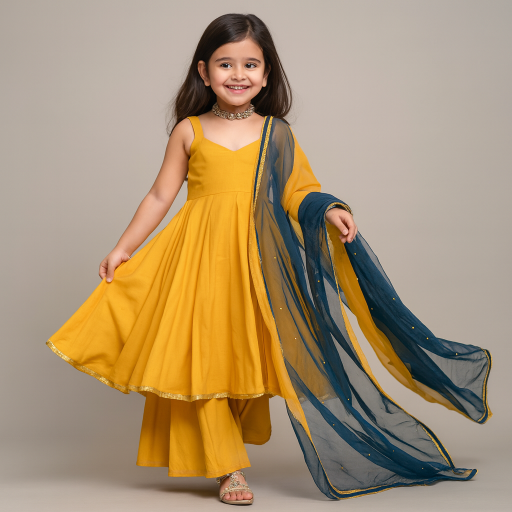 Pre Order: Yellow Anarkali Suit Set