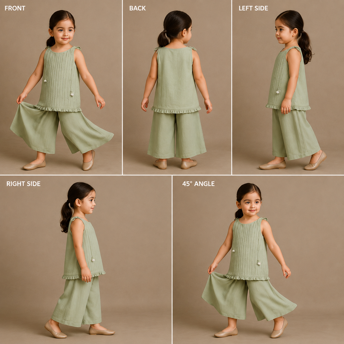 Pre Order: Embroidered Tie Up Straps Kurti And Flared Palazzo