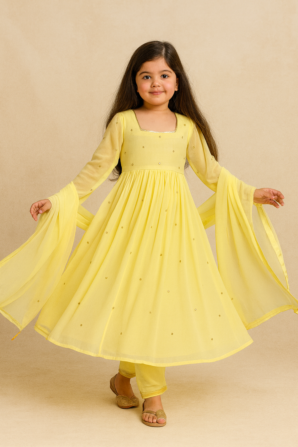 Pre Order: Yellow Anarkali Suit Set