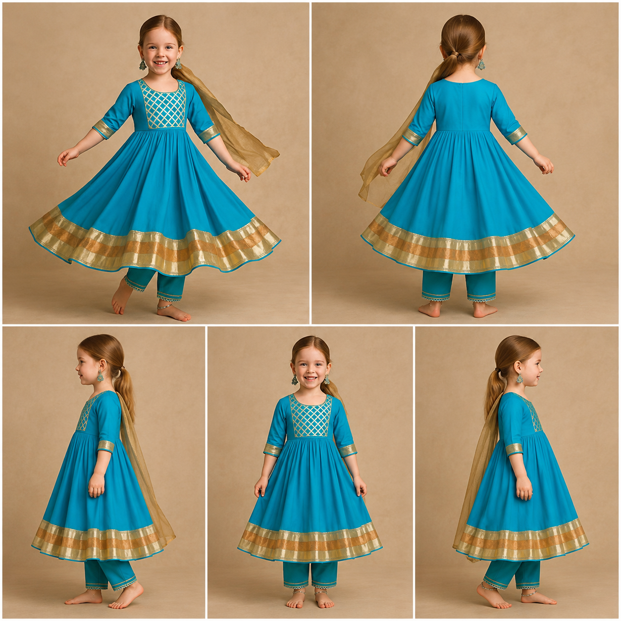 Pre Order: Sky Blue Anarkali with Gota Detailing