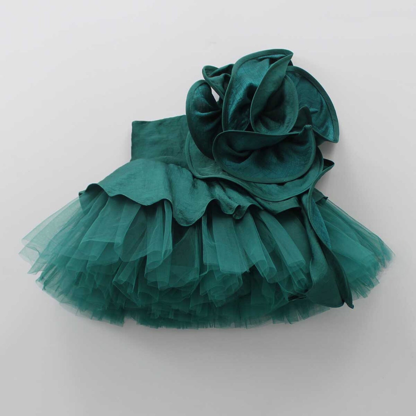 Pre Order: Charming Green Ruffled One Shoulder Dress