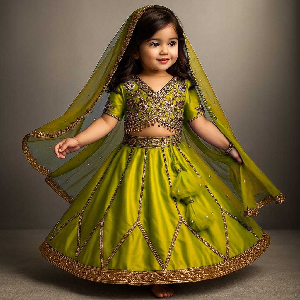 Pre Order: Floral Embroidered Top And Lehenga With Matching Net Dupatta