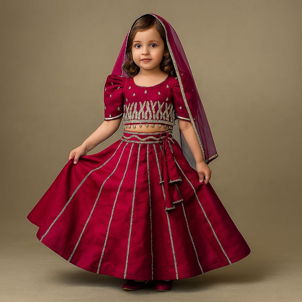 Pre Order: Top And Flared Lehenga With Net Dupatta