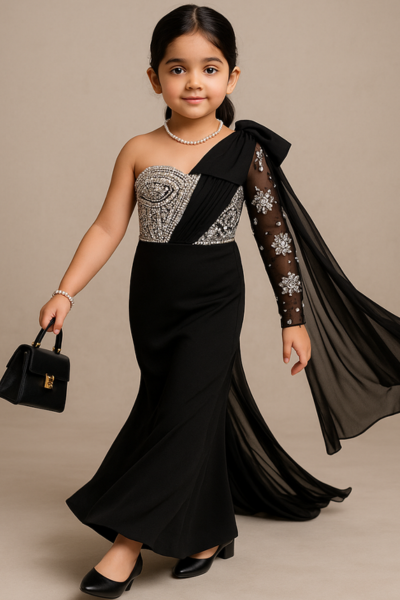 Pre-draped Midnight Pearl Saree