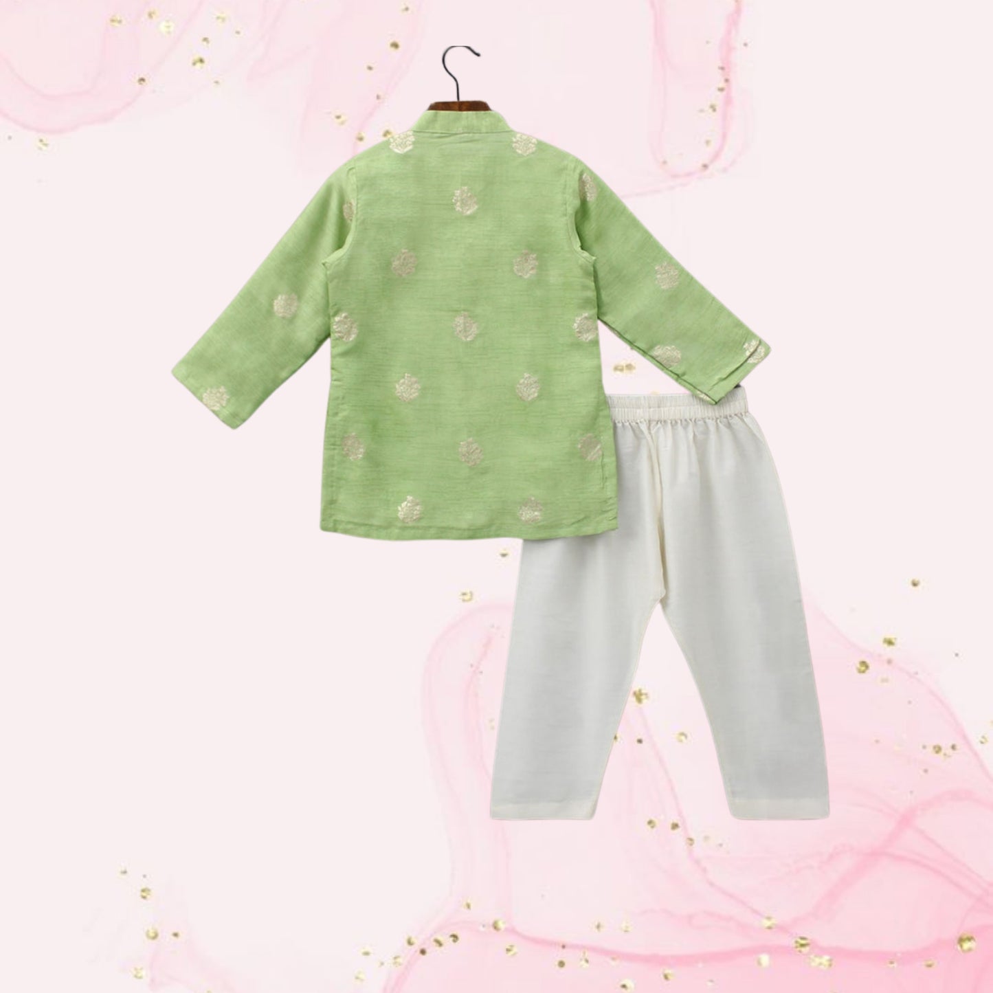 Pre Order: Brocade Green Kurta And Pyjama