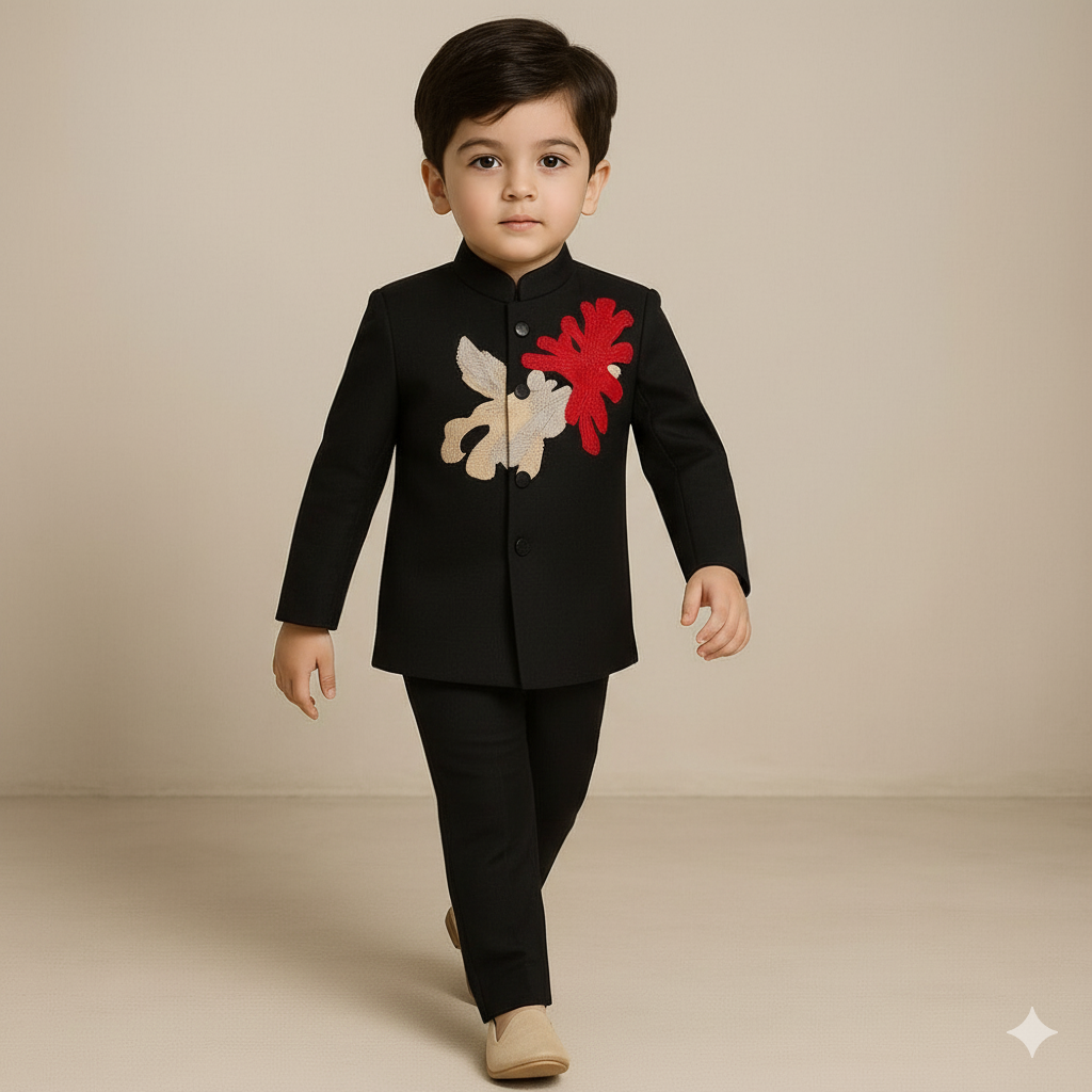 Pre Order: Black Embroidered Sherwani and Pant