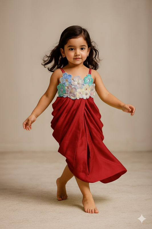 Pre Order: Embellished Pleated Dhoti Style Dress