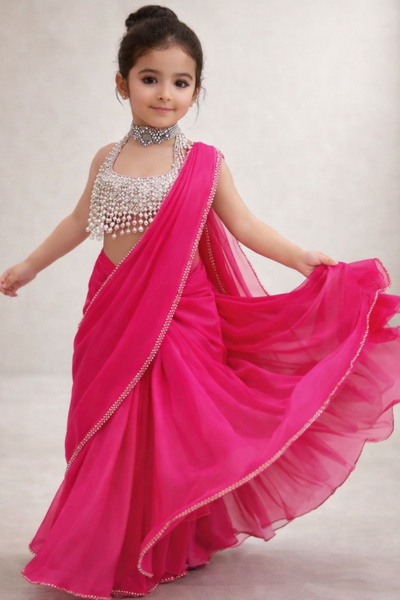 Pre-draped Pearl Noor Saree Set
