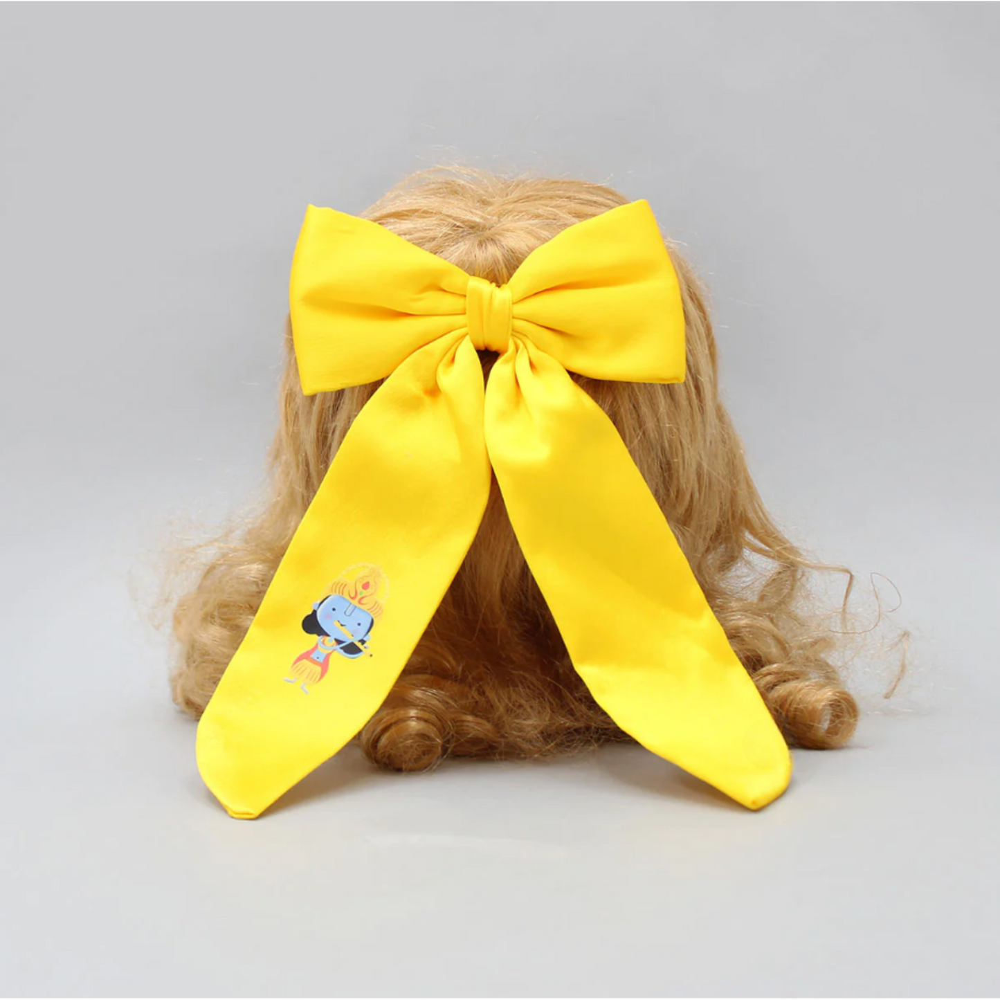 Cute Krishna Printed Yellow Bowie Hair Clip