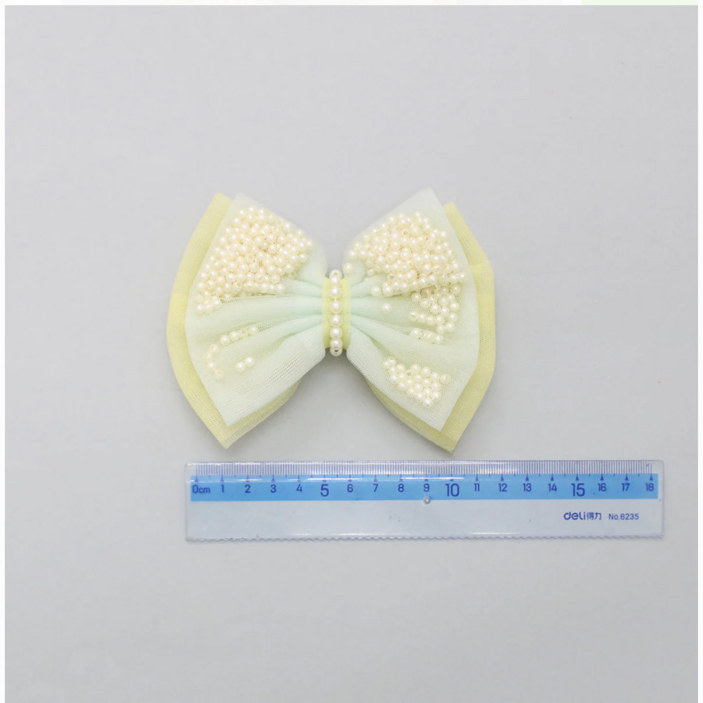 Yellow And Blue Net Dual Bowie Hair Clip