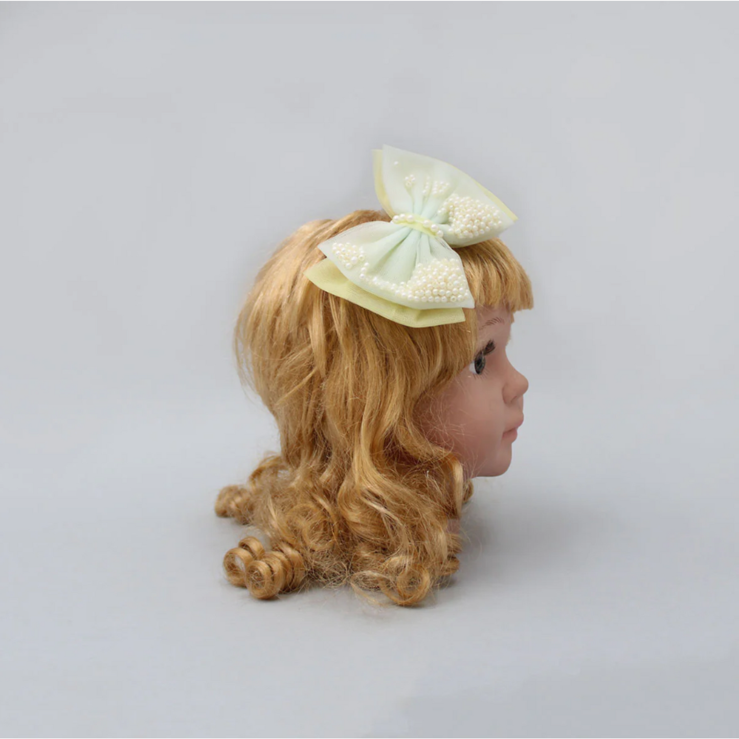 Yellow And Blue Net Dual Bowie Hair Clip