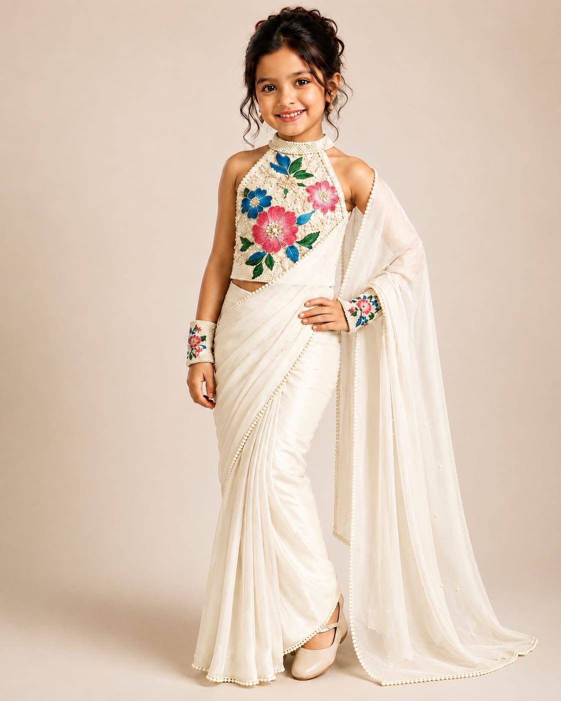 Pre Order: Floral Pearl Petunia Saree