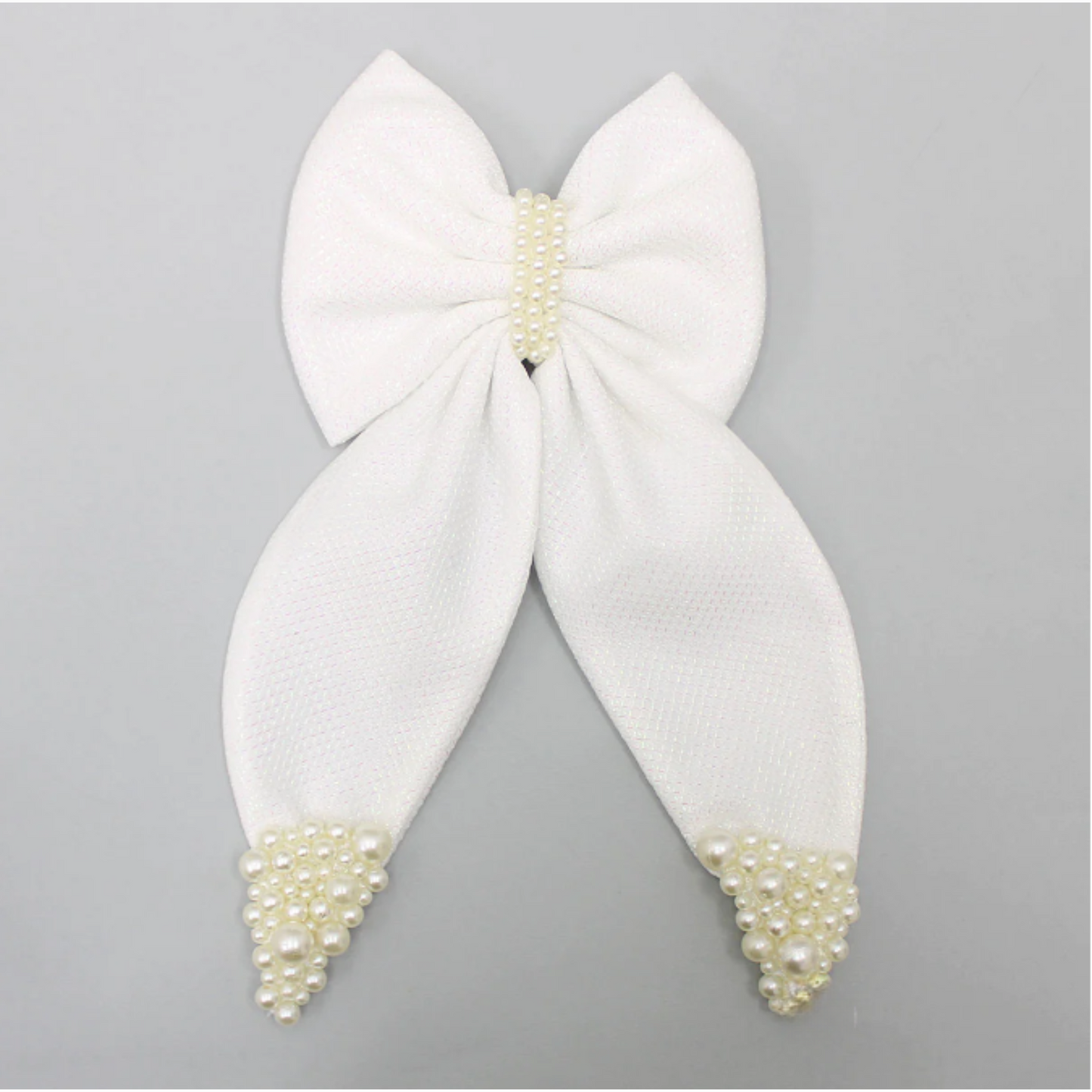 Shiny White Bowie Hair Clip