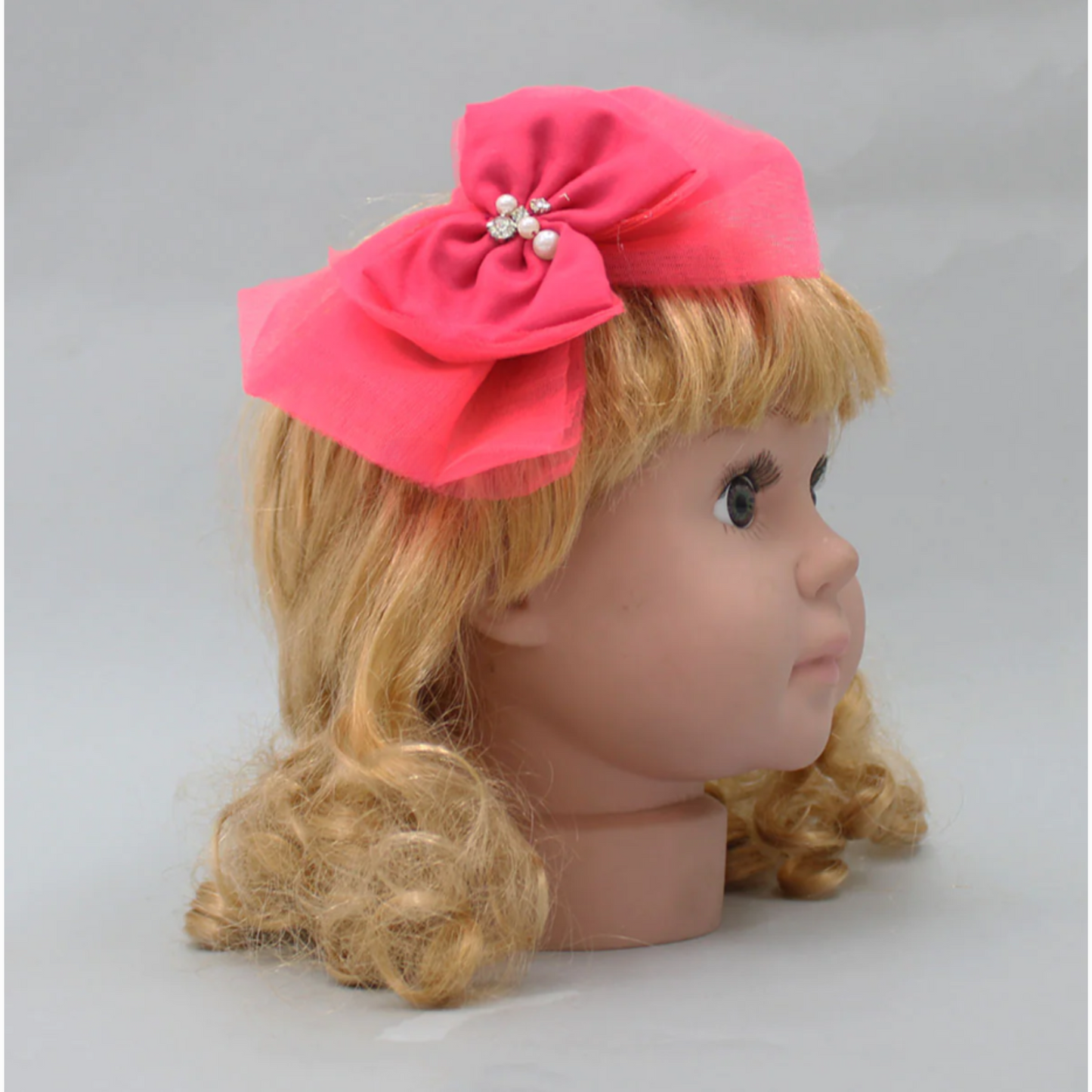 Pearls And Stones Studded Hot Pink Hair Clip