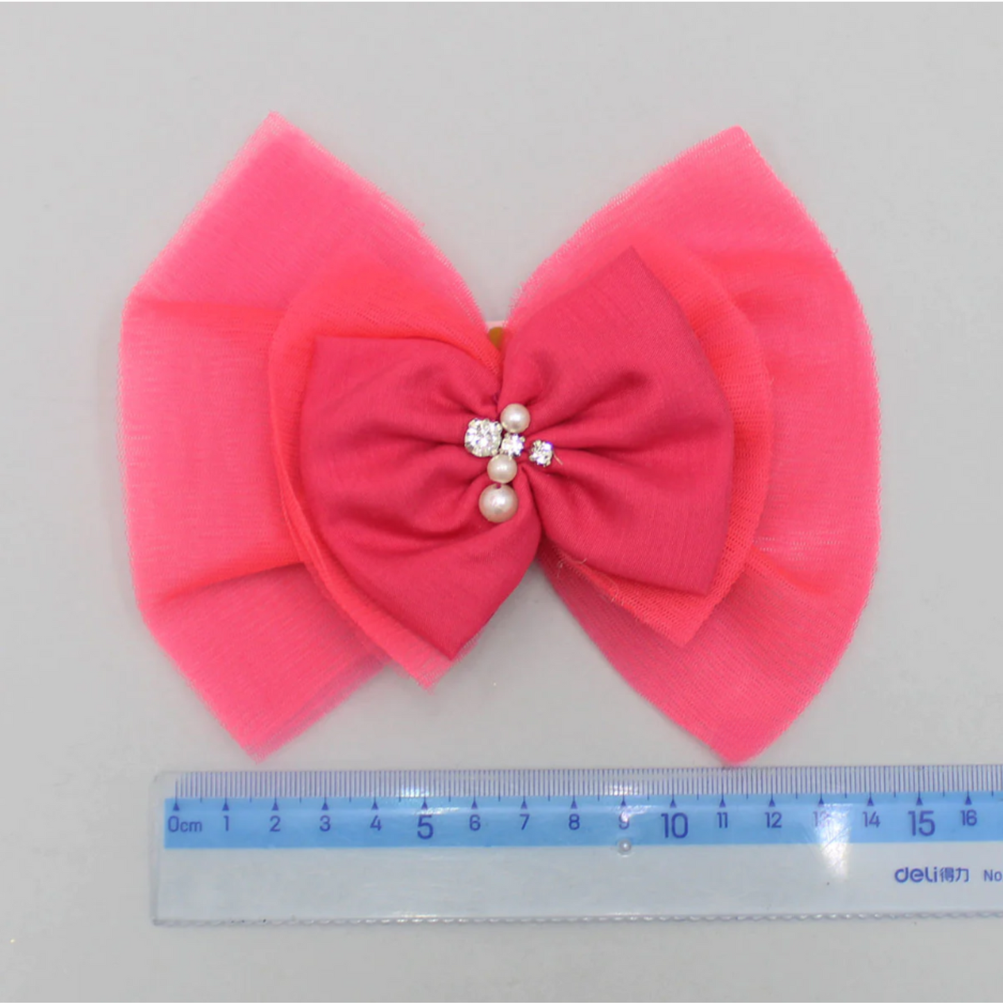 Pearls And Stones Studded Hot Pink Hair Clip