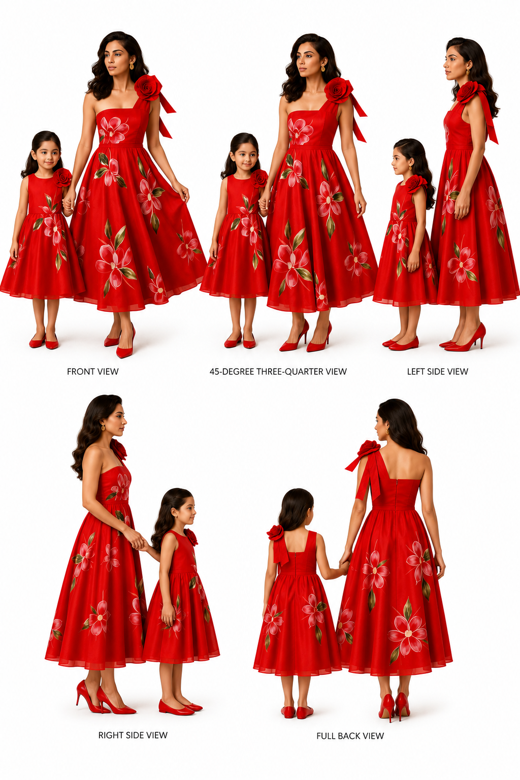 Pre Order: Red Hand Painted One Shoulder  Dress