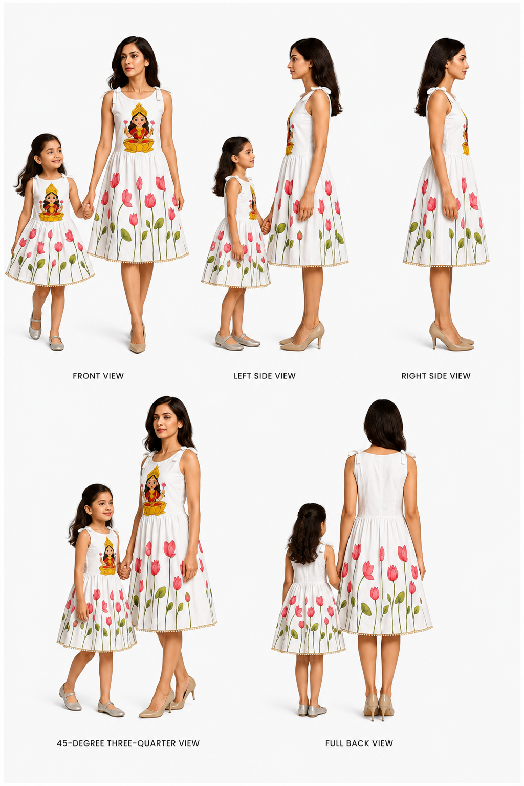 Pre Order: White Hand Painted Knot Detail  Dress