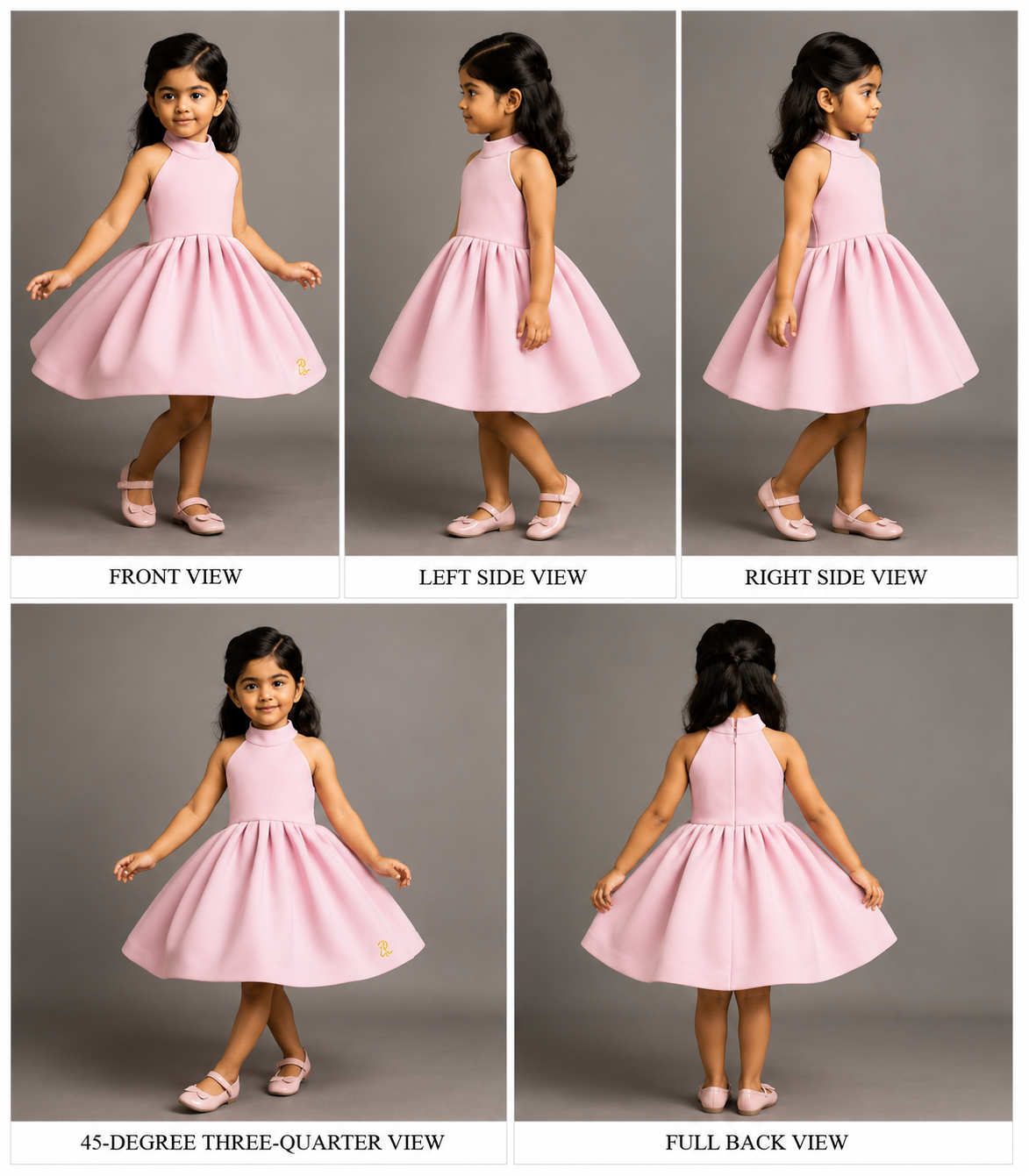 Pre Order: Pink Halterneck Balloon Dress With Bow Detailing