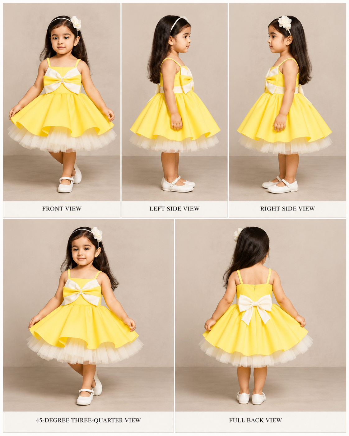 Pre Order: Bow Embellished Yellow Strappy Flared Dress