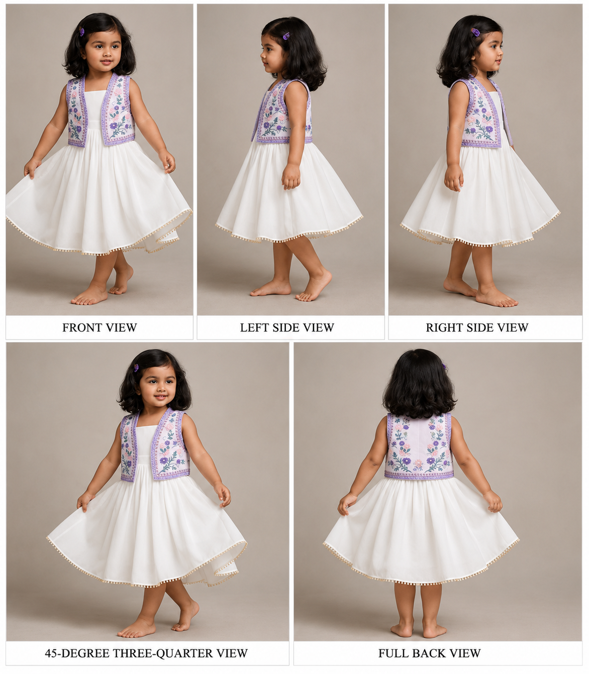 Pre Order: White Smocked Strappy Dress With Embroidered Waistcoat