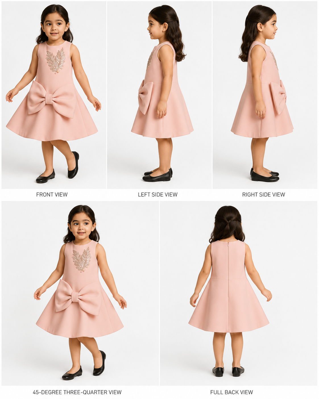 Pre Order: Pink Scuba Big Bow Embroidered Dress