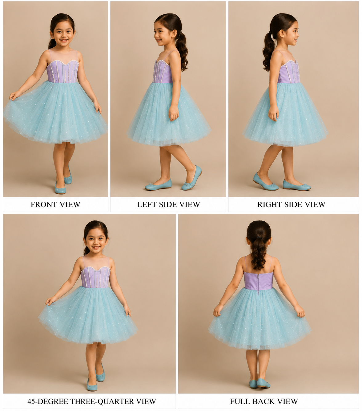 Pre Order: Blue And Lavender Pearl Embellished Net Dress