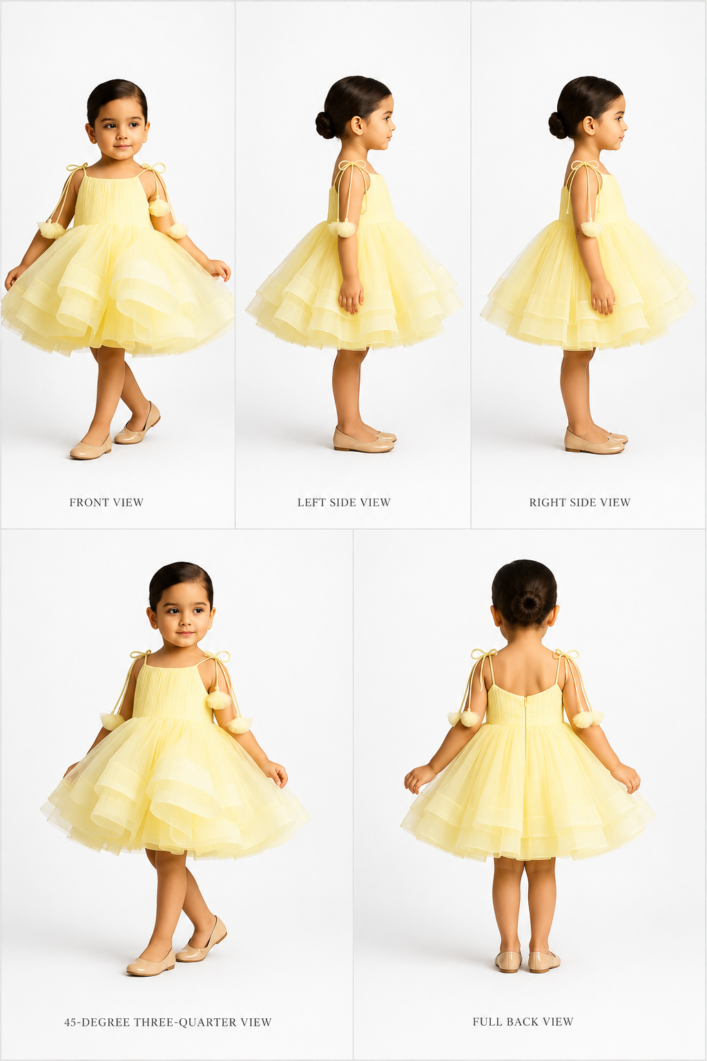 Pre Order: Yellow Layered Dress With Tie Up Shoulder Straps