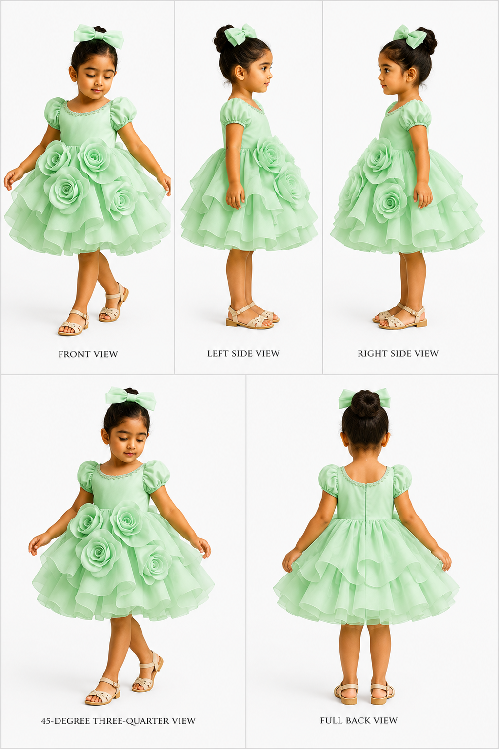 Pre Order: Flora Green Orgenza Dress
