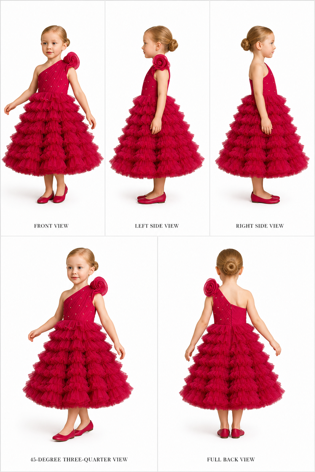 Pre order : Exclusive One Shoulder Ruffle Pearl Dress
