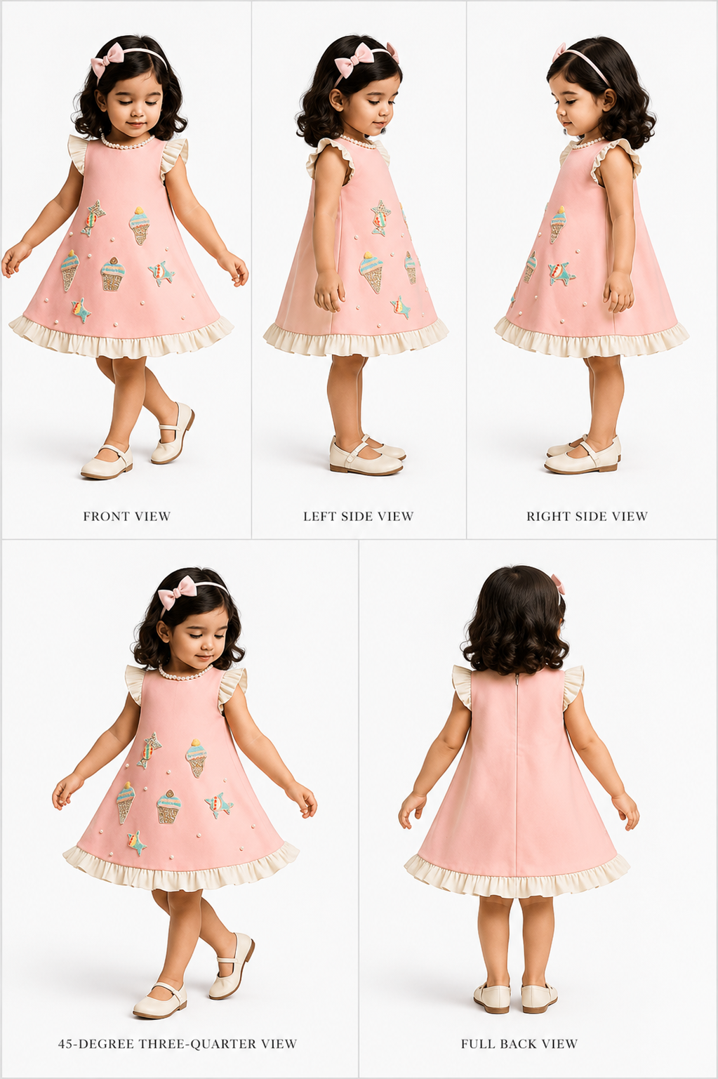 Pre Order: Exclusive Cute Candy Embroidered Peach Dress
