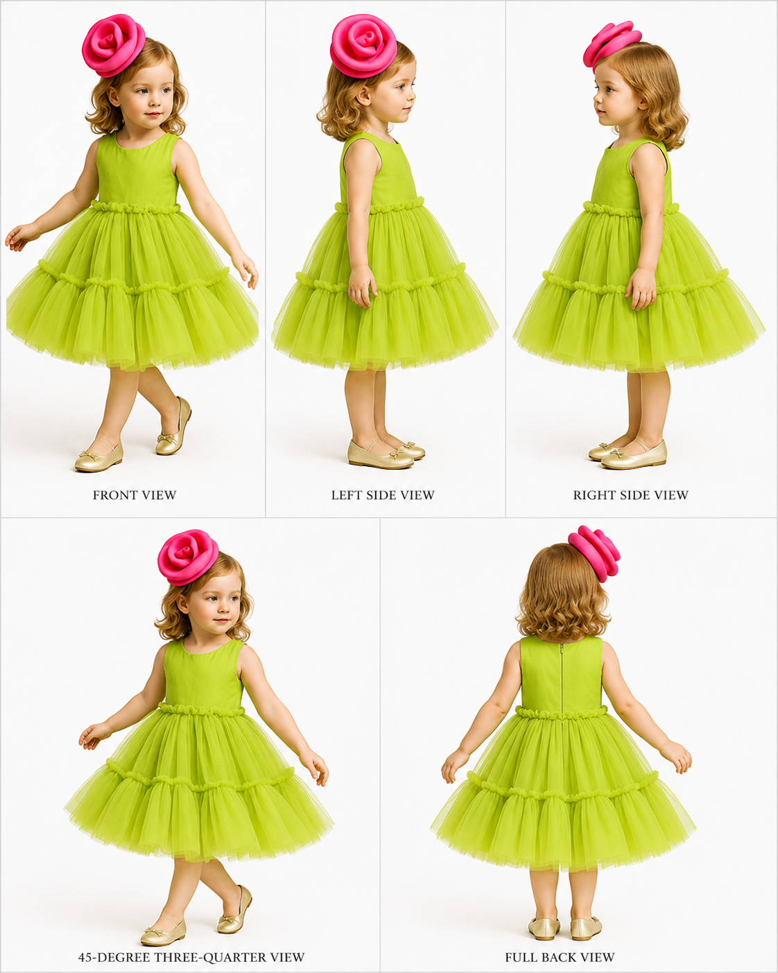Pre Order: Exclusive Contrasting Rose Adorned One Shoulder Green Dress