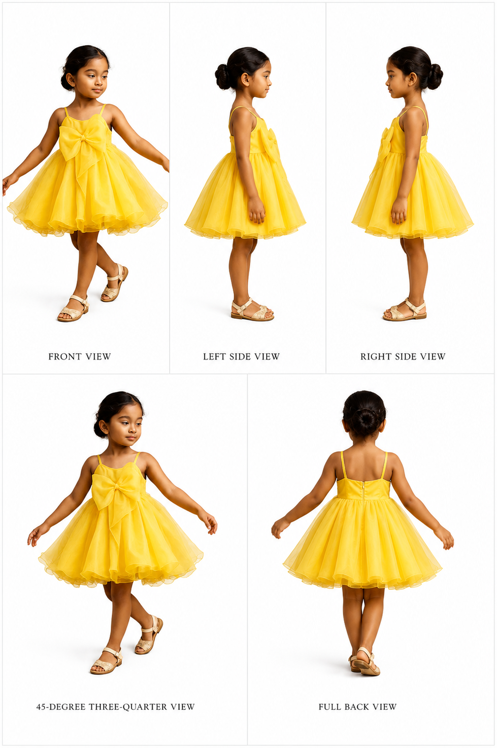 Pre Order: Exclusive Spaghetti Straps Sleeveless Organza Yellow Dress