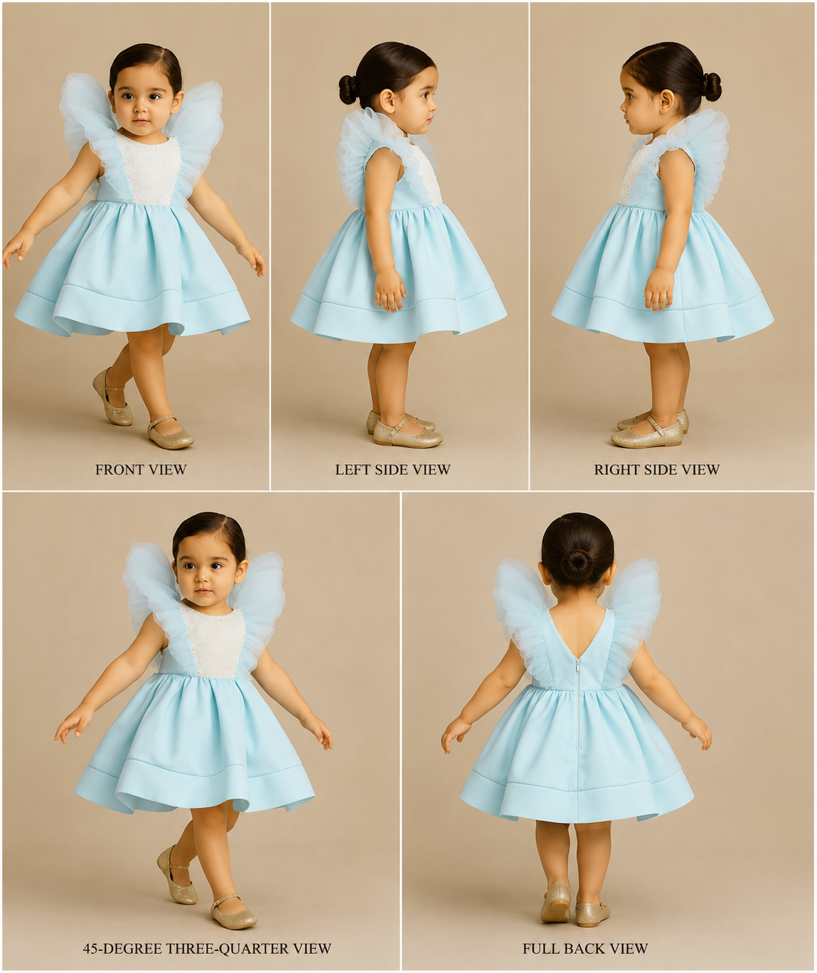 Pre Order: Blue Embellished Frilly Layered Dress