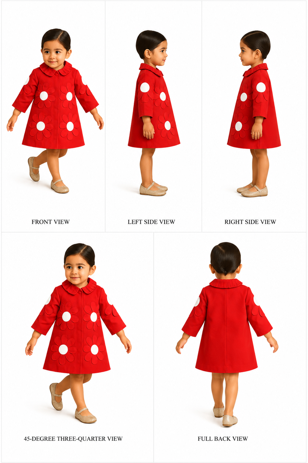 Pre Order: Red Artificial Flowers Embellished Dress