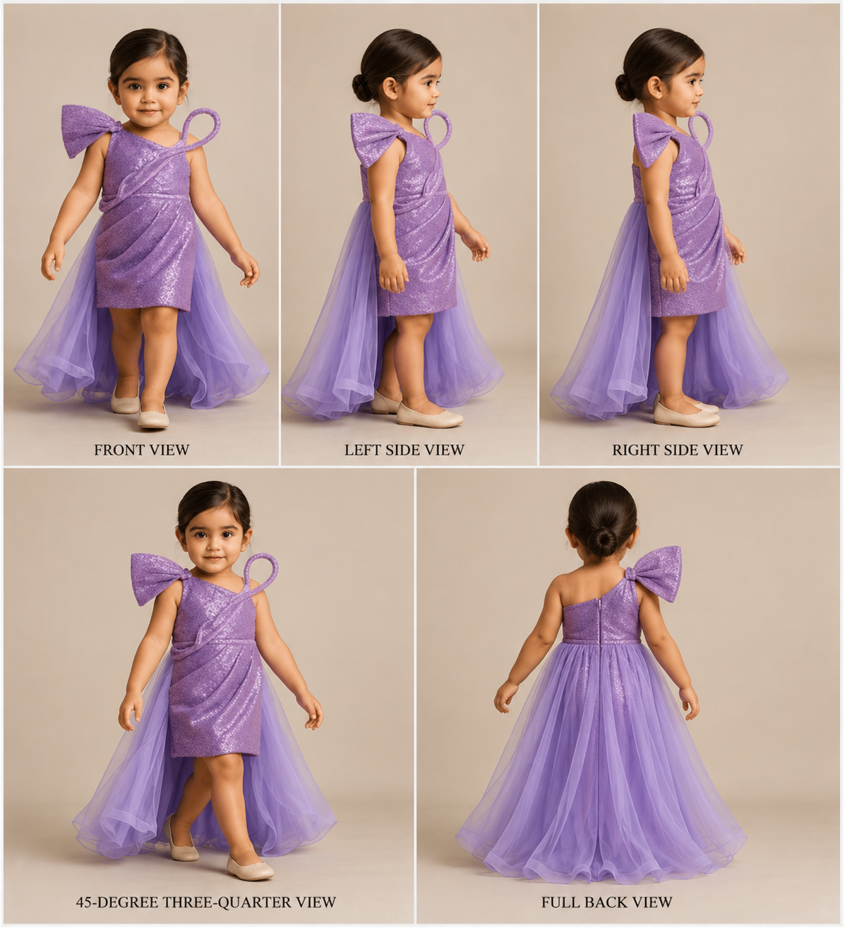 Pre Order: Lavender Sequins Embellished Strappy Dress With Stiff Belt And Detachable Trail