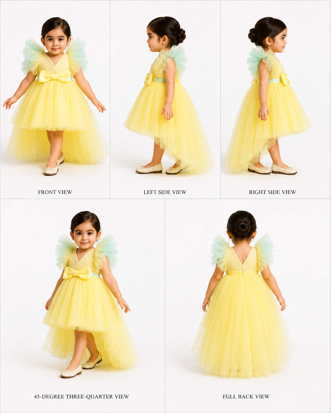 Pre Order: Yellow Frilly Sequin Embroidered Dress