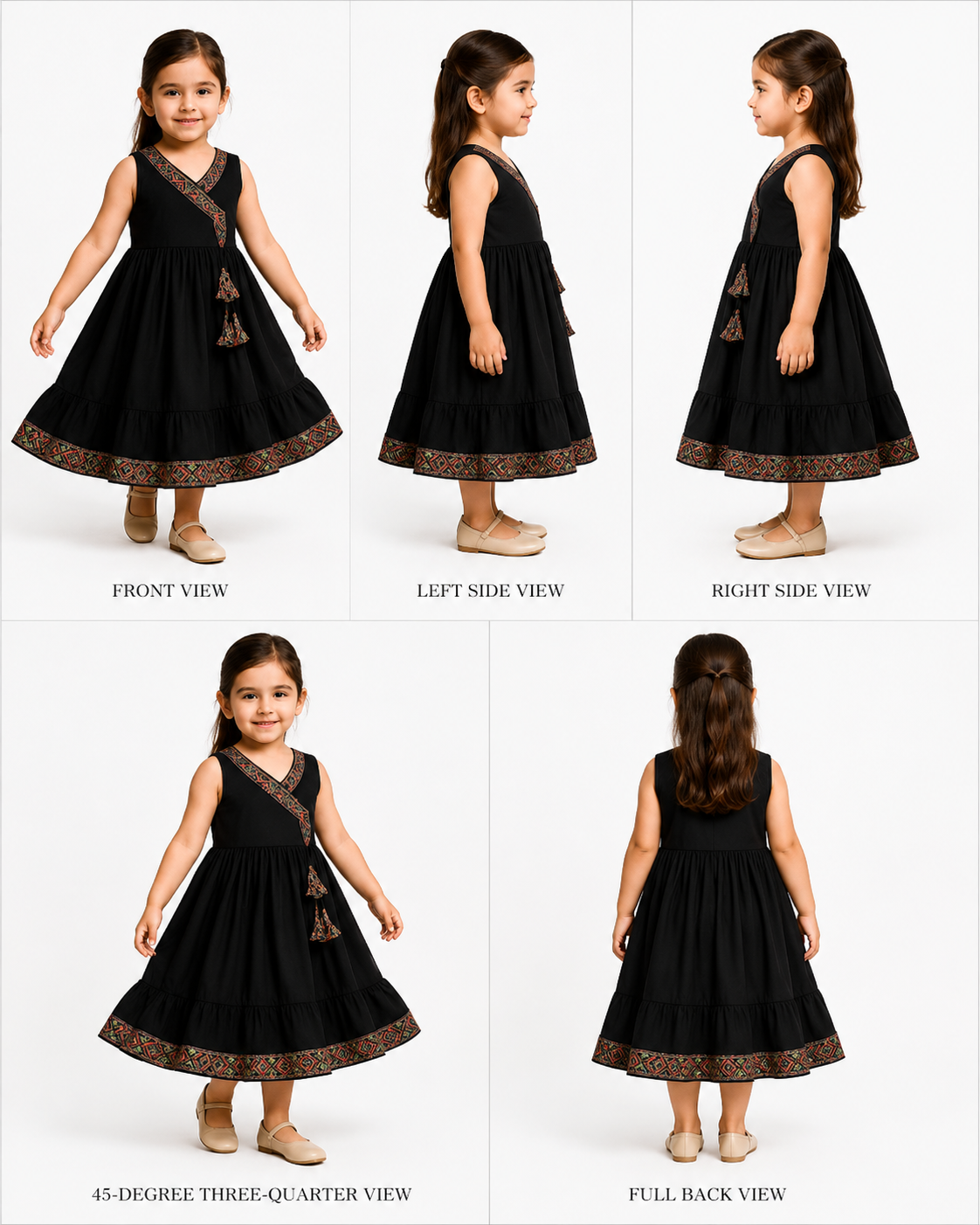 Pre Order: Contrasting Printed Lace Work Black Kurti