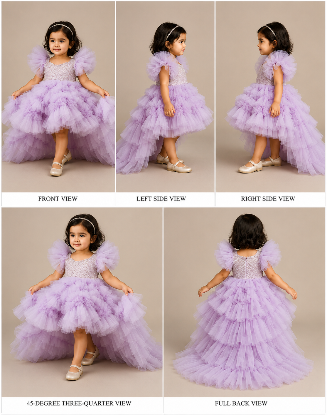 Pre Order: Embellished Layered  Dress With Detachable Trail