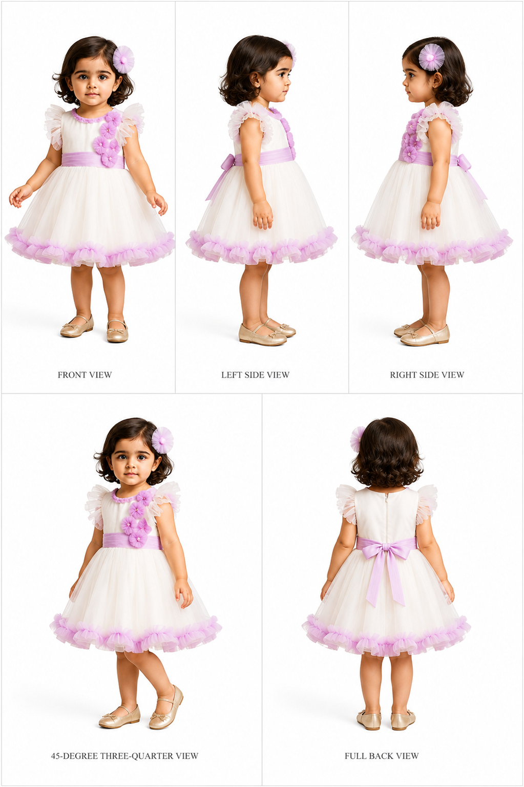 Pre Order: Frilly Flower Enhanced Dress With Matching Hairclip