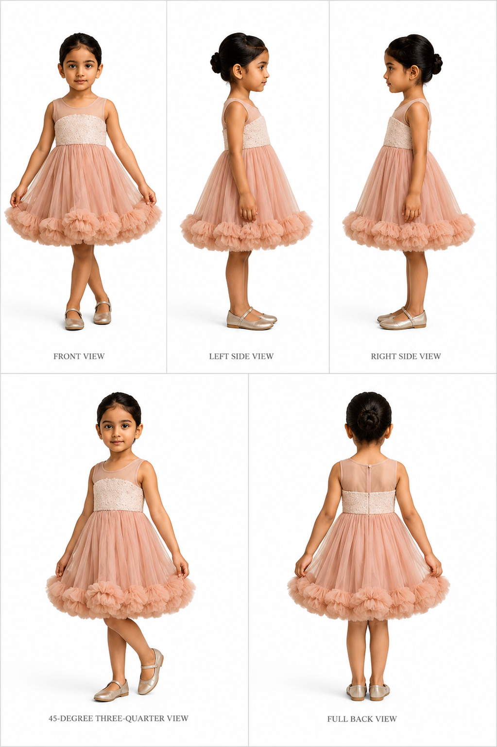 Pre Order: Embellished And Ruffles Detailed Dress
