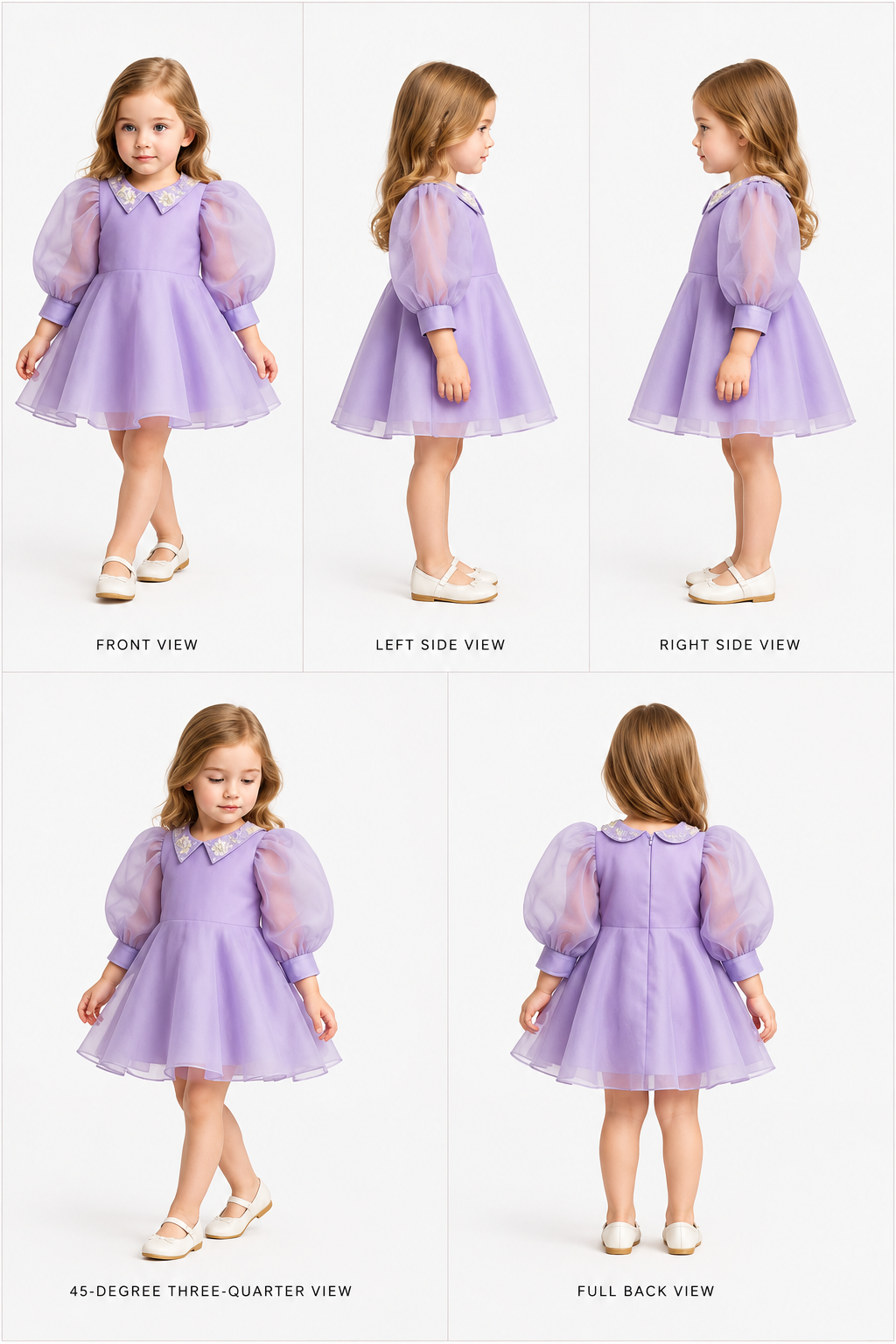 Pre Order: Puff Sleeves Organza Lavender Dress