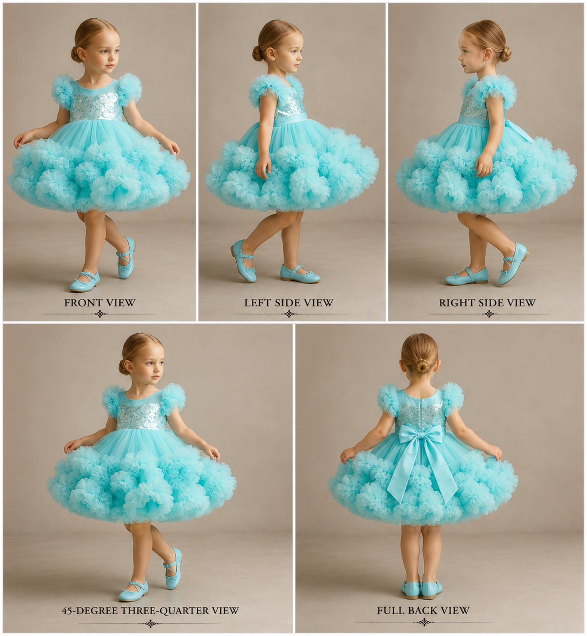 Pre Order: Mirror Work Yoke Ruffle Dress