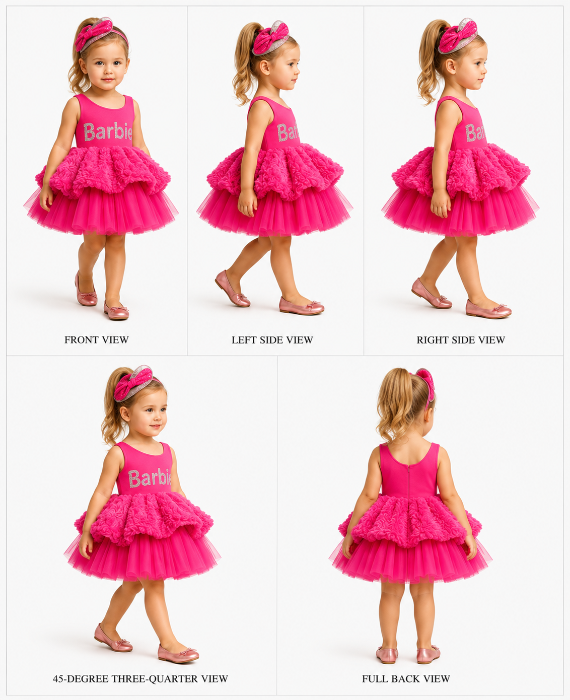 Pre Order: One Shoulder Ruffle Layered Net Pink Dress