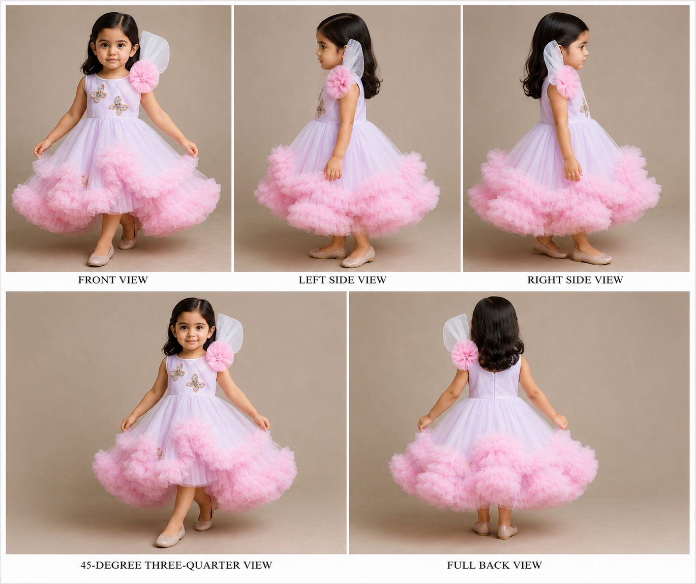 Pre Order: Butterfly Adorned Net High Low Dress