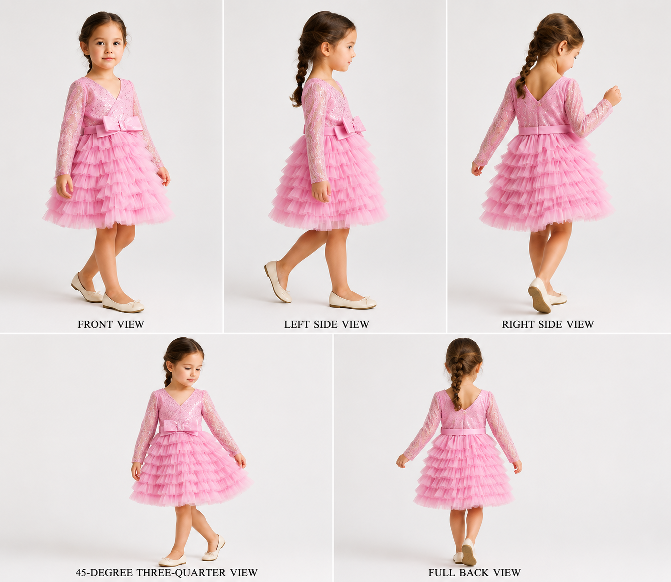 Pre Order: Sequins Beautified Layered Bottom Pink Dress
