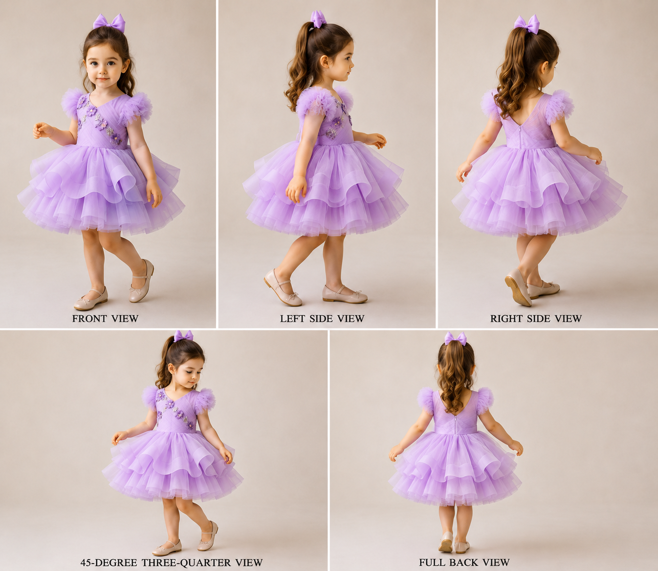 Pre Order: Lovely Butterfly Purple Net Ruffled Dress