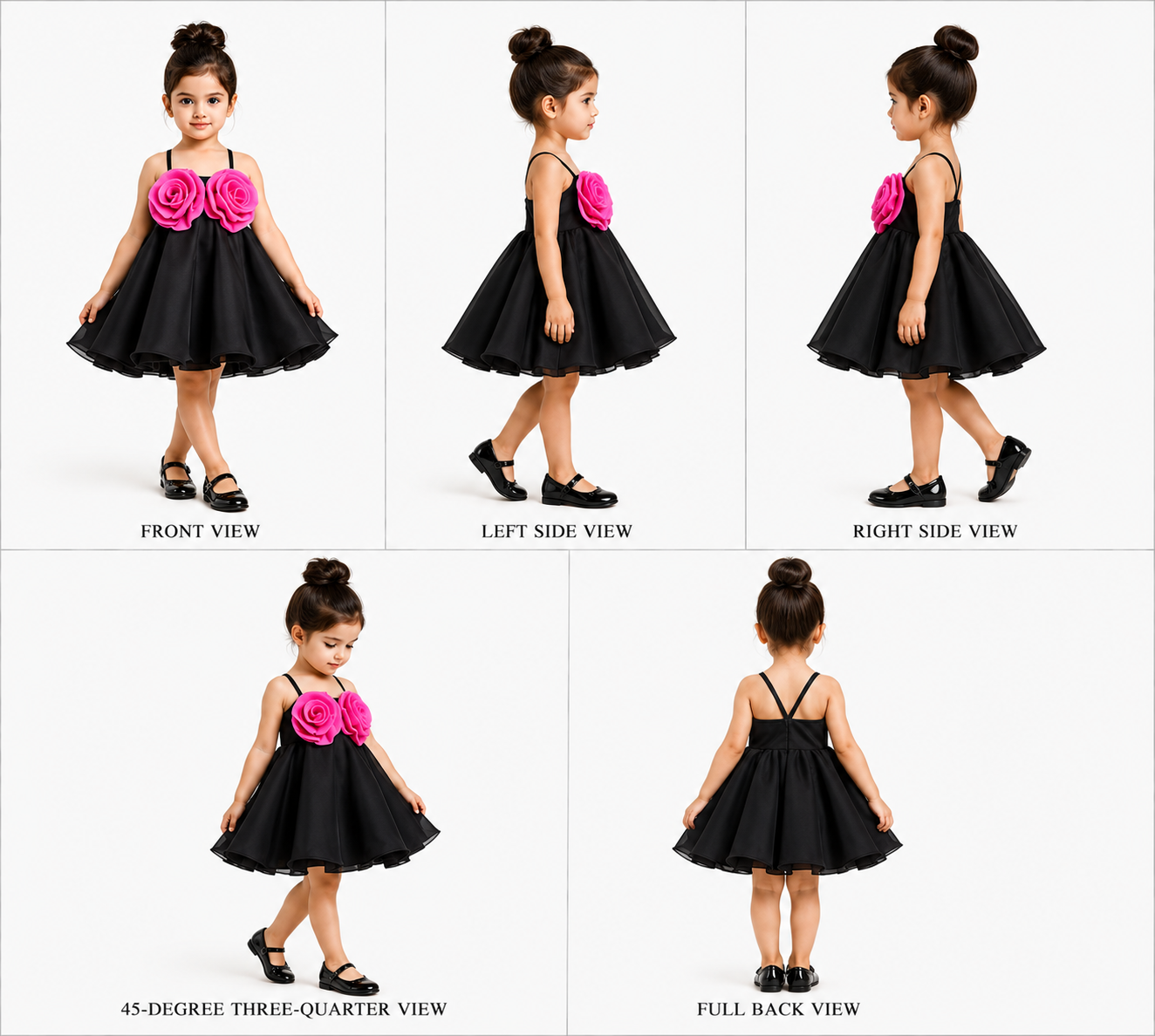 Pre Order: Flower Enhanced Halter Neck Flared Black Dress